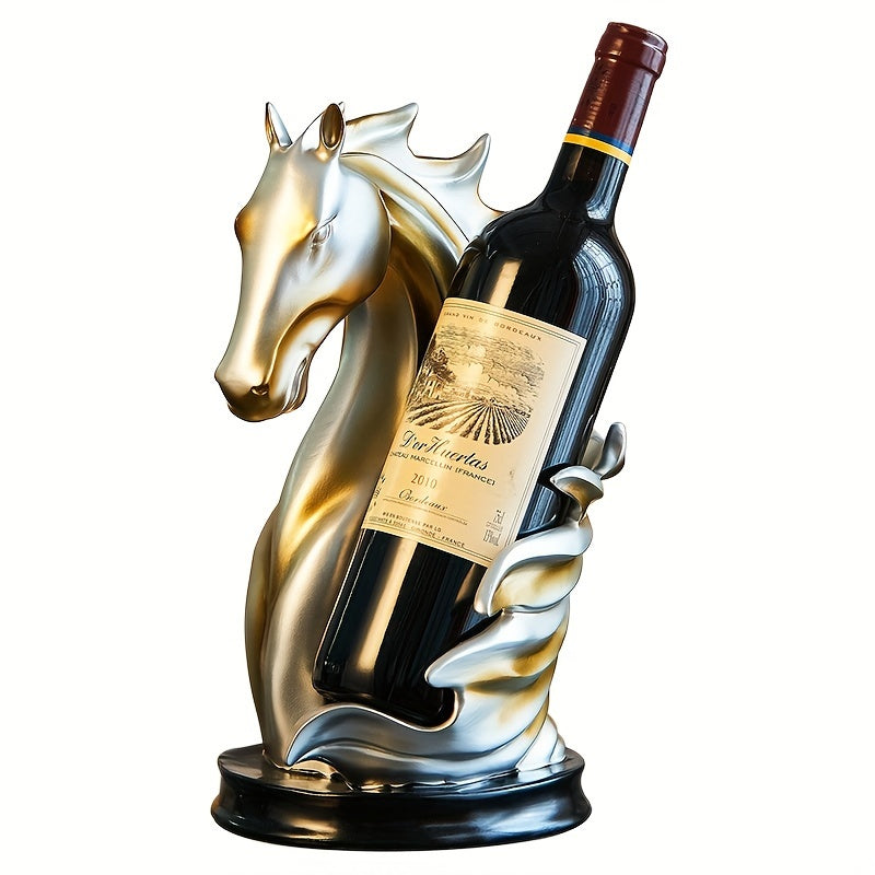 Nordic Horse Figurine Wine Holder – Resin Tabletop Wine Rack