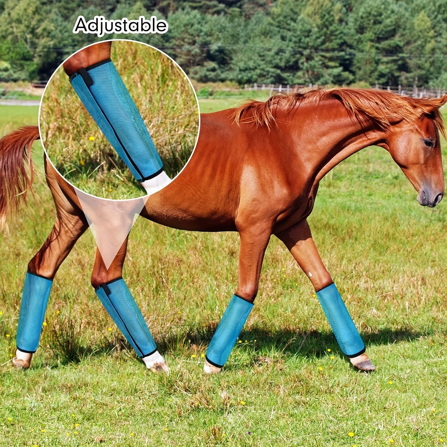 4pcs Adjustable Horse Fly Boots with Masks – Breathable Anti-Slip Leg Protection