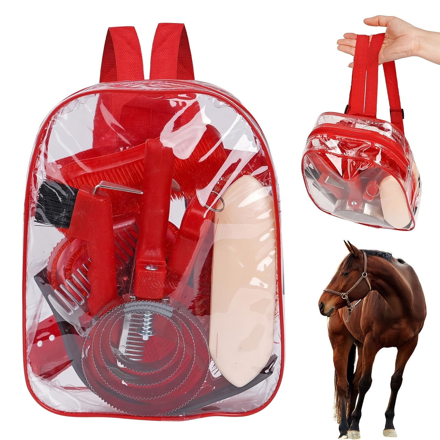 10-Piece Horse Grooming Kit with Carry Bag – Stainless Steel