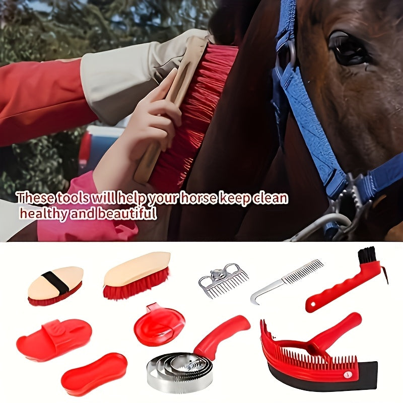 10-Piece Horse Grooming Kit with Carry Bag – Stainless Steel