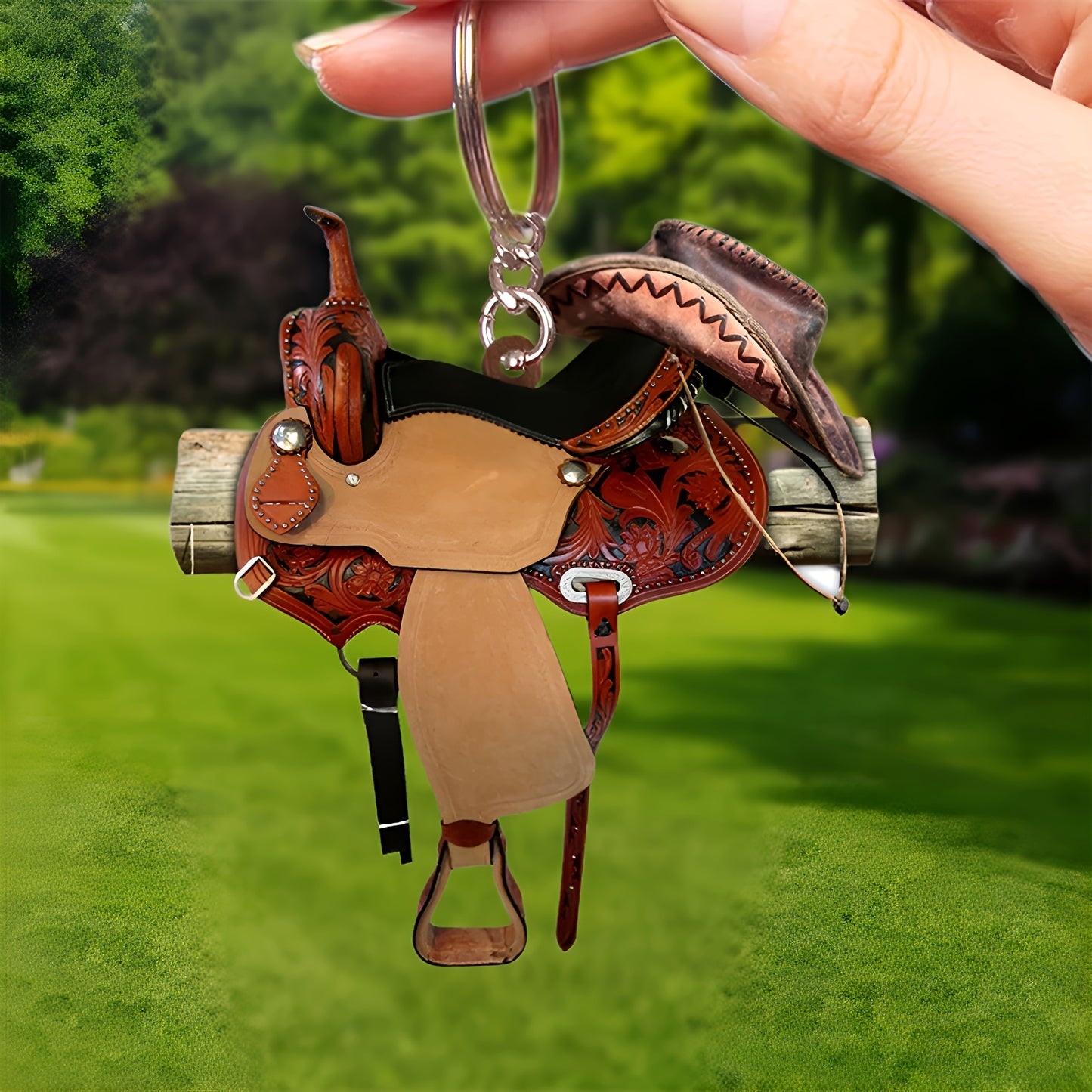 24pcs Western Cowboy Keychain Party Set – Acrylic, Cards & Bags, No Feathers, No Power Needed