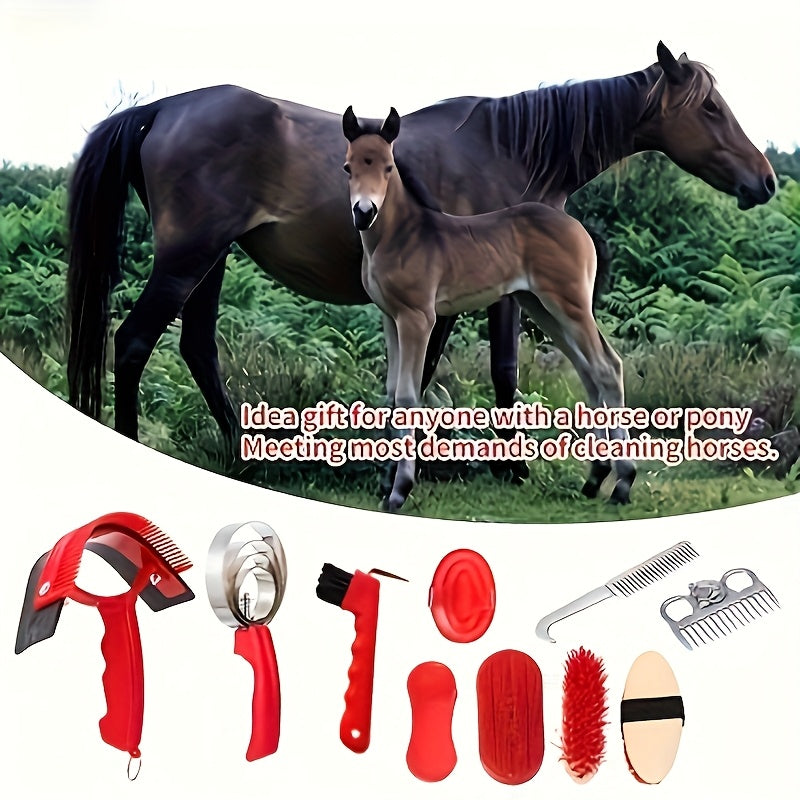 10-Piece Horse Grooming Kit with Carry Bag – Stainless Steel