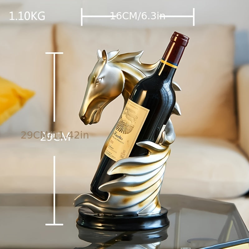 Nordic Horse Figurine Wine Holder – Resin Tabletop Wine Rack