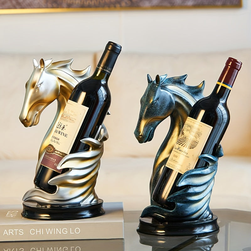 Nordic Horse Figurine Wine Holder – Resin Tabletop Wine Rack