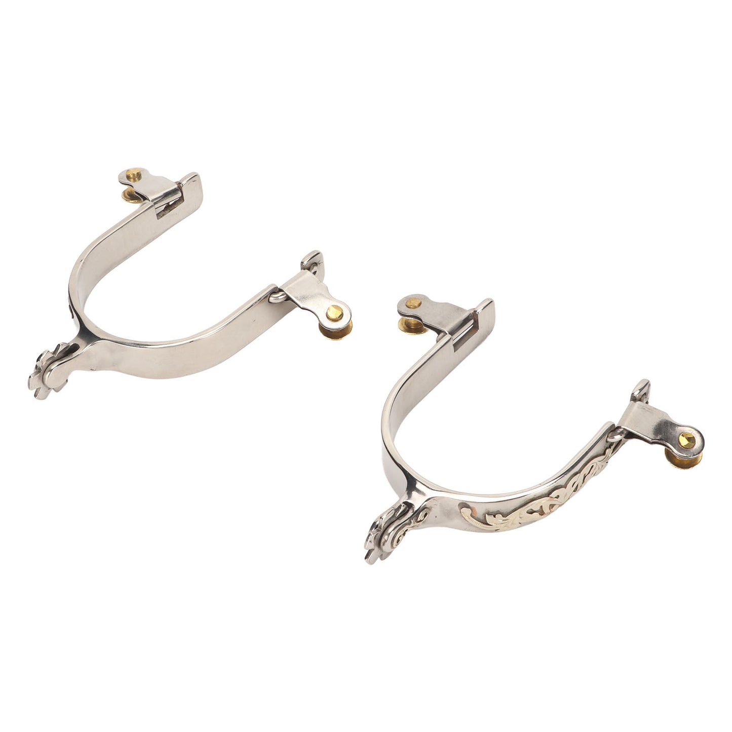 1 Pair Stainless Steel Western Horse Spurs with Rotatable Rowel