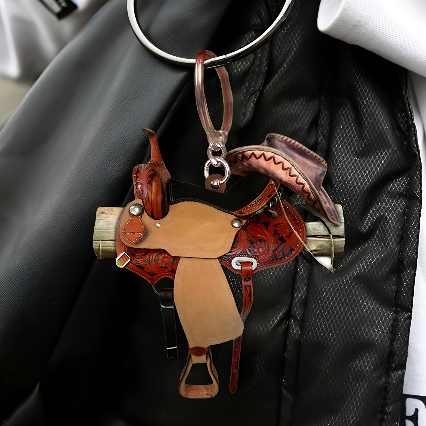 24pcs Western Cowboy Keychain Party Set – Acrylic, Cards & Bags, No Feathers, No Power Needed
