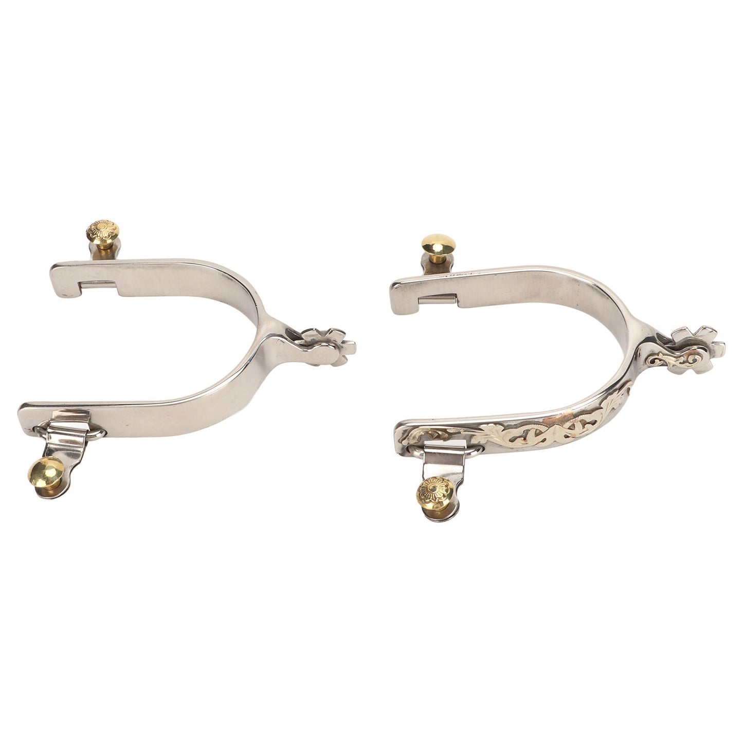 1 Pair Stainless Steel Western Horse Spurs with Rotatable Rowel
