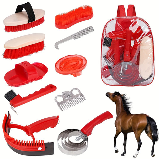 10-Piece Horse Grooming Kit with Carry Bag – Stainless Steel