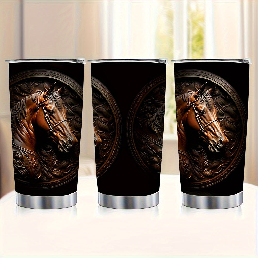 20oz Horse-Themed Stainless Steel Coffee Mug – Reusable with Lid