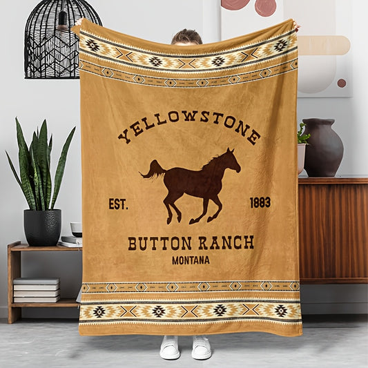 Vintage Yellowstone Flannel Throw Blanket – All-Season