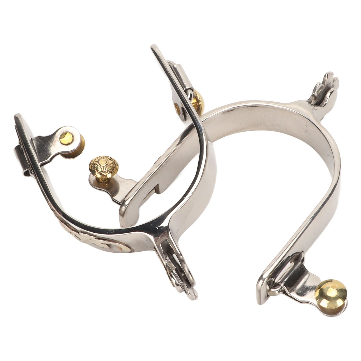 1 Pair Stainless Steel Western Horse Spurs with Rotatable Rowel