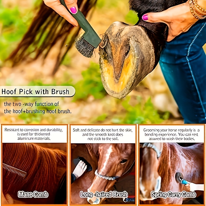 10-Piece Horse Grooming Kit with Carry Bag – Stainless Steel