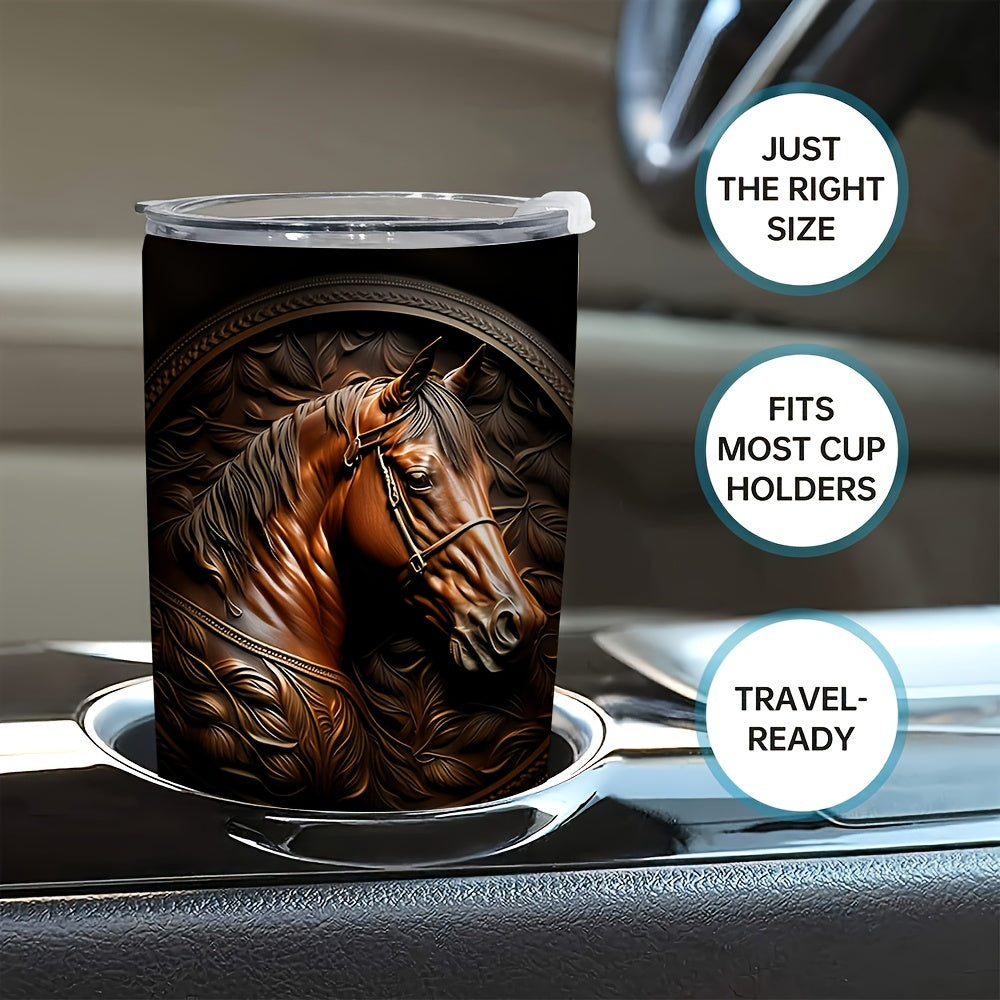 20oz Horse-Themed Stainless Steel Coffee Mug – Reusable with Lid