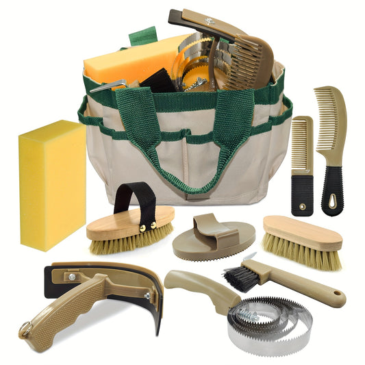 9-Piece Horse Grooming Kit with Tote Bag – Complete Equine Care Set