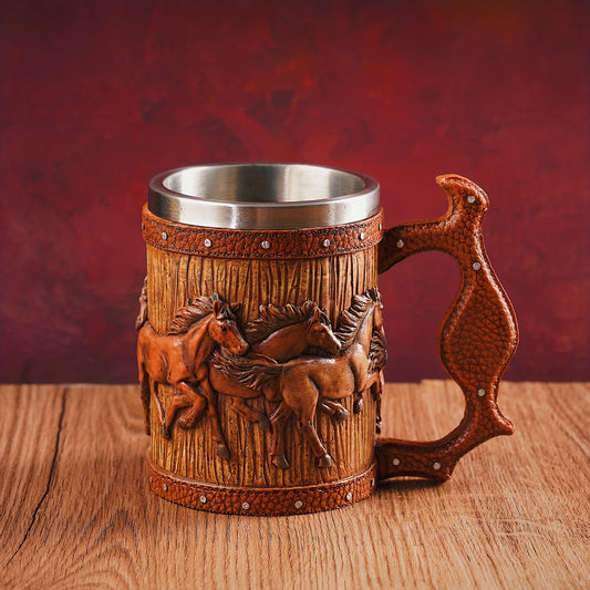 Vintage Horse-Themed Stainless Steel Mug – Insulated & Reusable