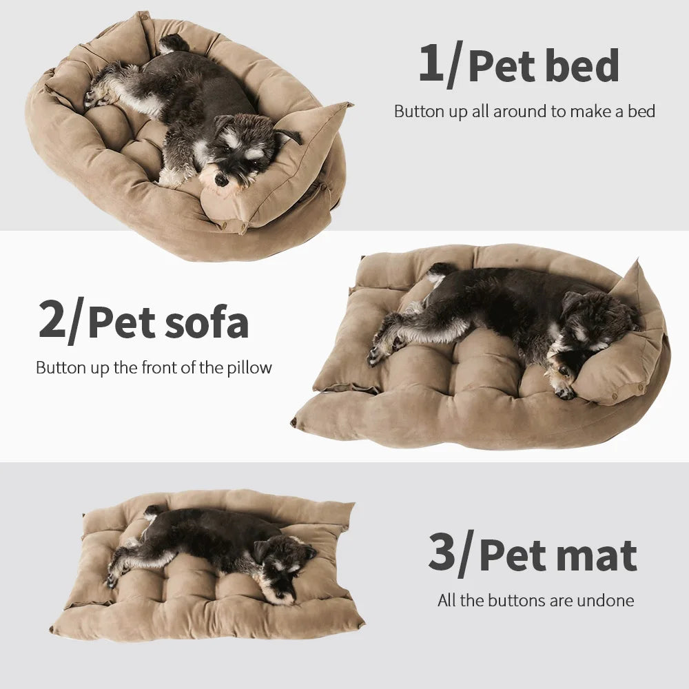 3-in-1 Multifunction Pet Bed Sofa – Soft Winter Nest for Dogs & Cats