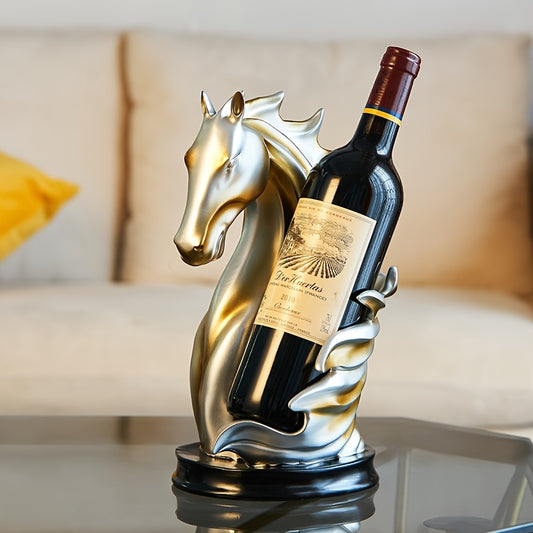 Nordic Horse Figurine Wine Holder – Resin Tabletop Wine Rack
