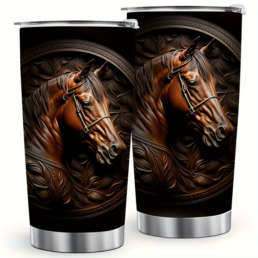 20oz Horse-Themed Stainless Steel Coffee Mug – Reusable with Lid