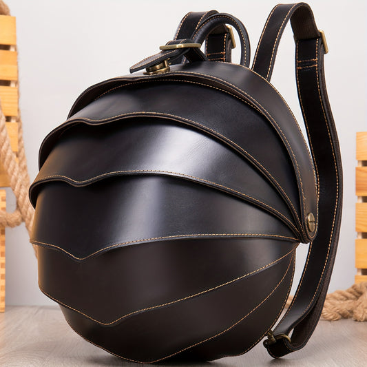 Crazy Horse Leather Backpack – Large Capacity Travel & School Bag