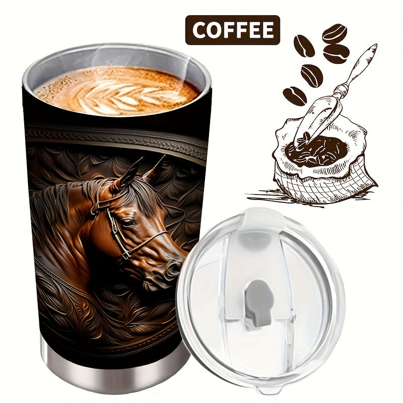 20oz Horse-Themed Stainless Steel Coffee Mug – Reusable with Lid