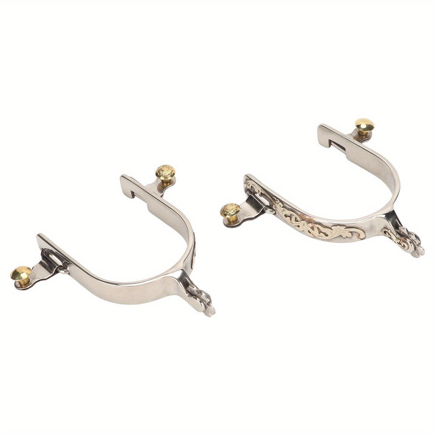 1 Pair Stainless Steel Western Horse Spurs with Rotatable Rowel